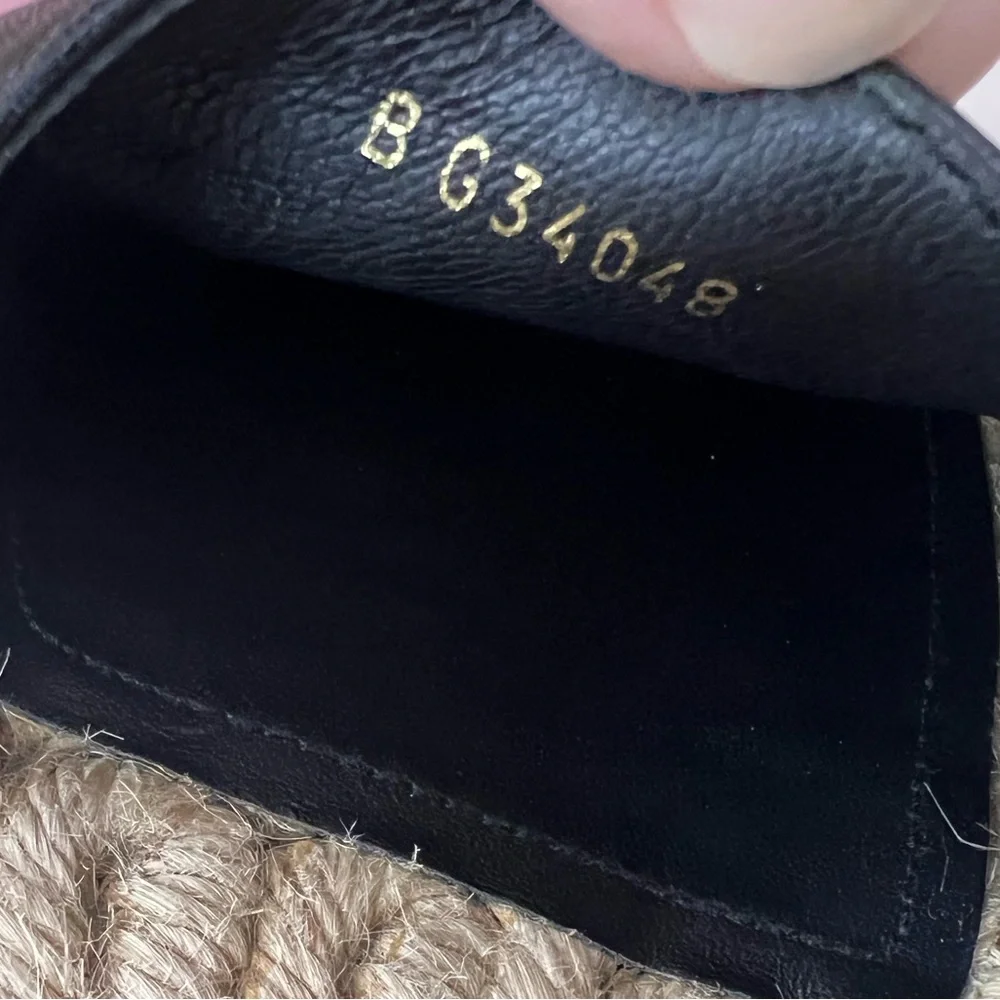 CHANEL | Pearl Embellished CC Logo Black Leather Espadrille Slide Sandals EU 37 - Picture 11 of 14